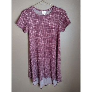 LuLaRoe XXS Women's High Low Short Sleeve Pocket Purple Wine Dress